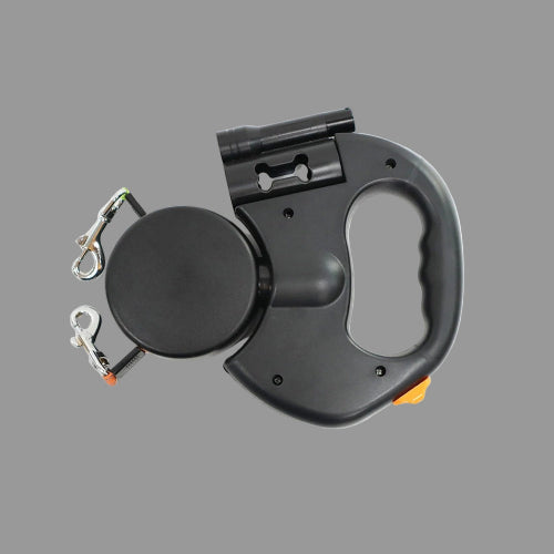 laisse double pour chien enrouleur noire