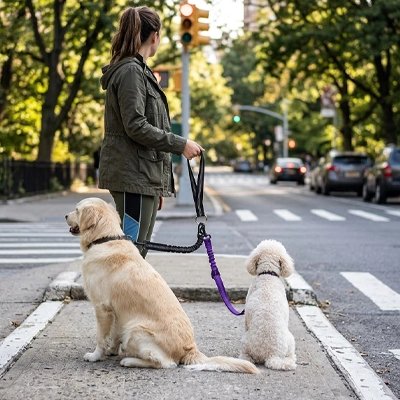 Laisse double pour chien route