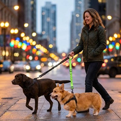 Laisse double pour chien en ville
