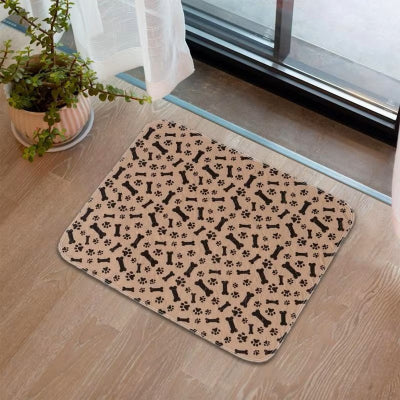 Tapis pour chien Luckyabsorb couleur café motifs os et pattes