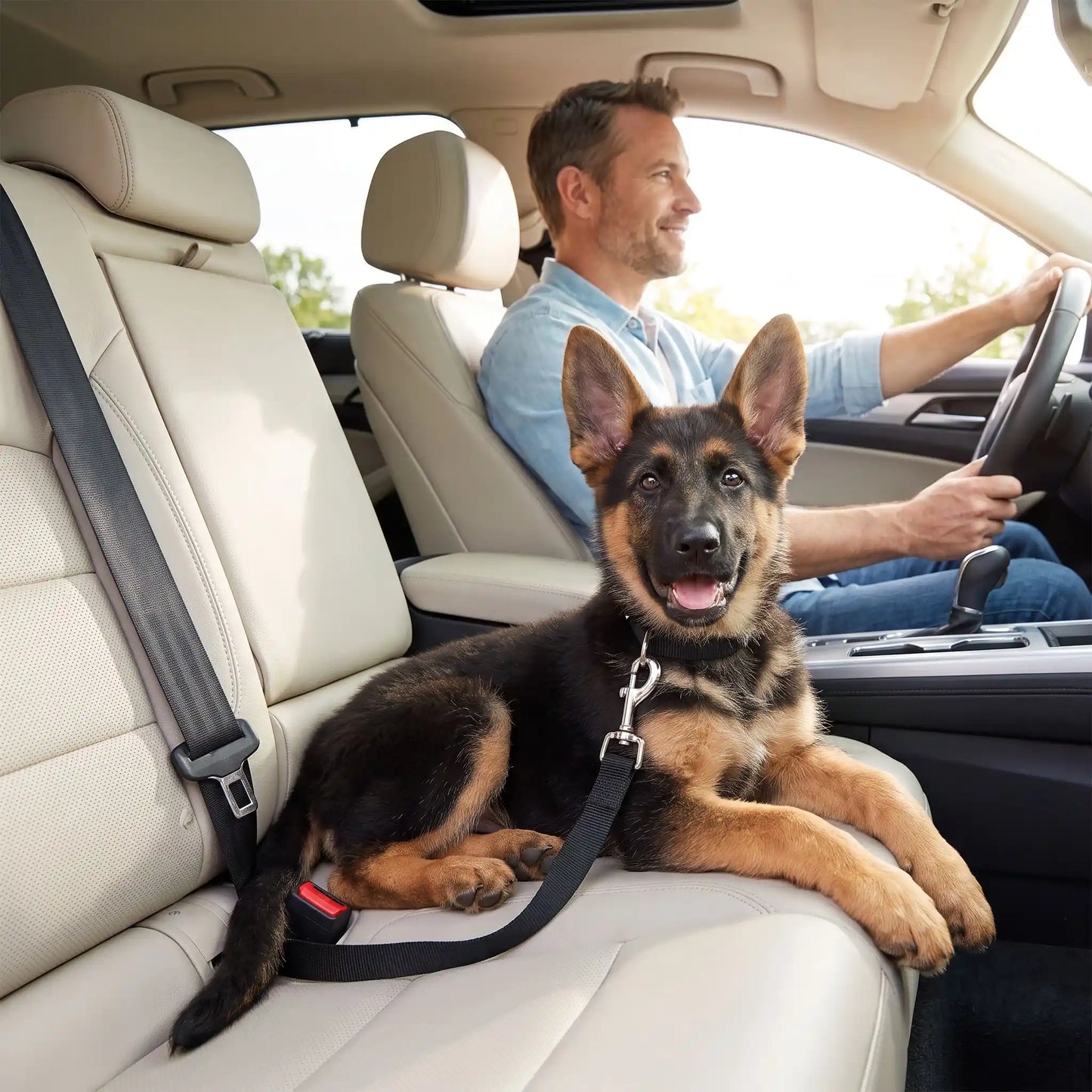 Laisse chien pour siège avant