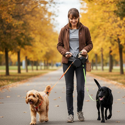 Laisse double pour chien balade d'automne