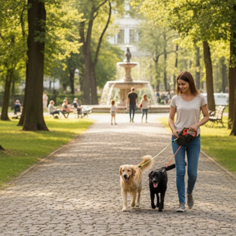 Laisse double pour chien balade d'été