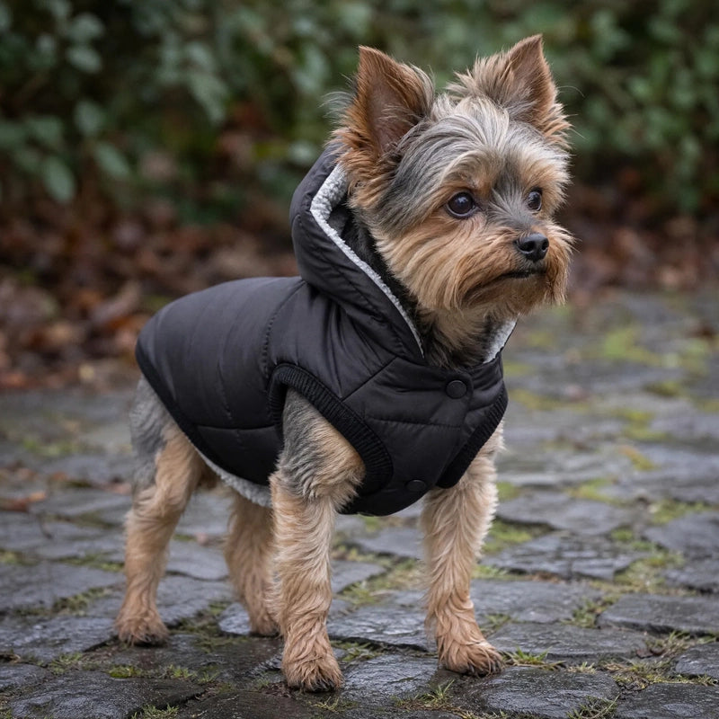 Manteau pour chien noir en automne