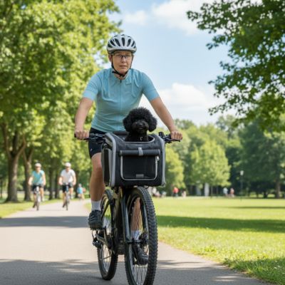 Panier à vélo pour chien promenade au parc