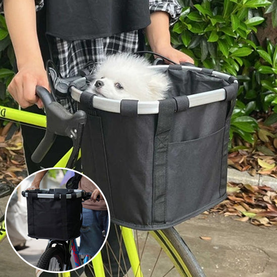 Panier pour velo avec petit chien blanc