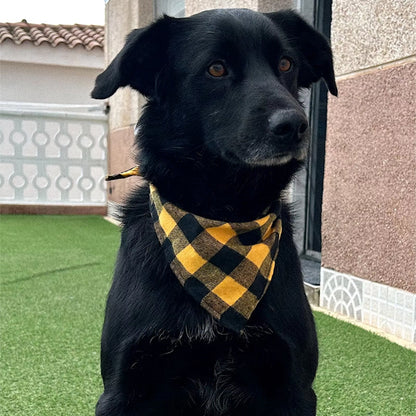 Bandana chien à carreaux jaune