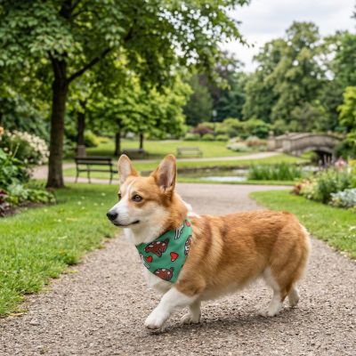 bandana pour chien bleu au parc