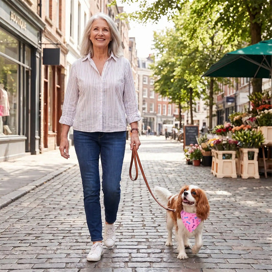 Bandana pour chien en promenade en ville
