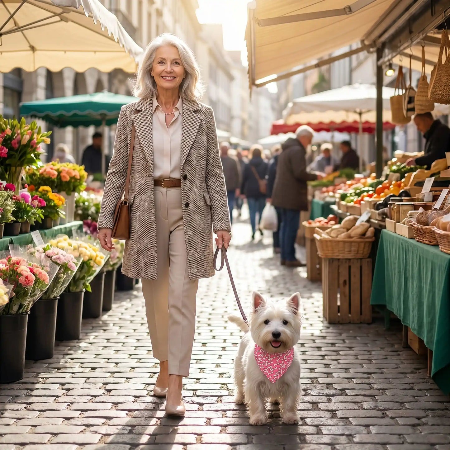 balade au marché avec le bandana pour chien