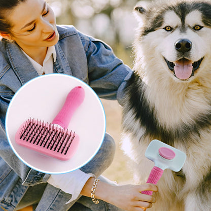 brosse rose carrée et grand chien