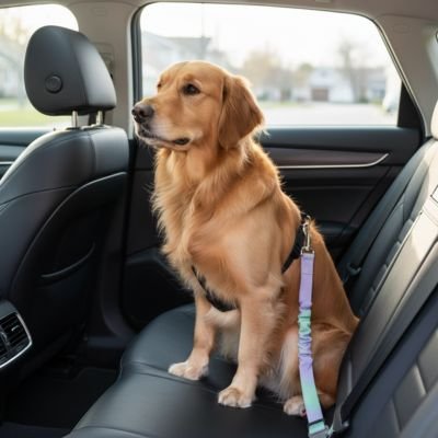 Ceinture de sécurité pour chien mauve et vert