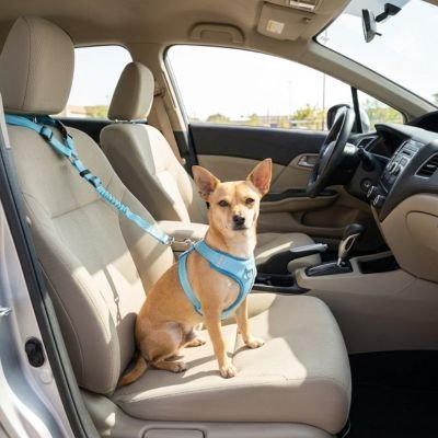 Ceinture de sécurité pour chien bleu clair