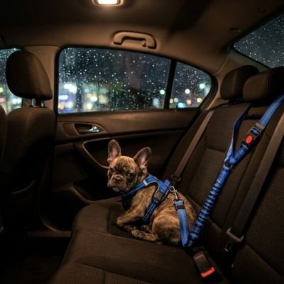 Ceinture de sécurité pour chien bleu foncé