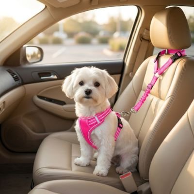 Ceinture de sécurité pour chien rose