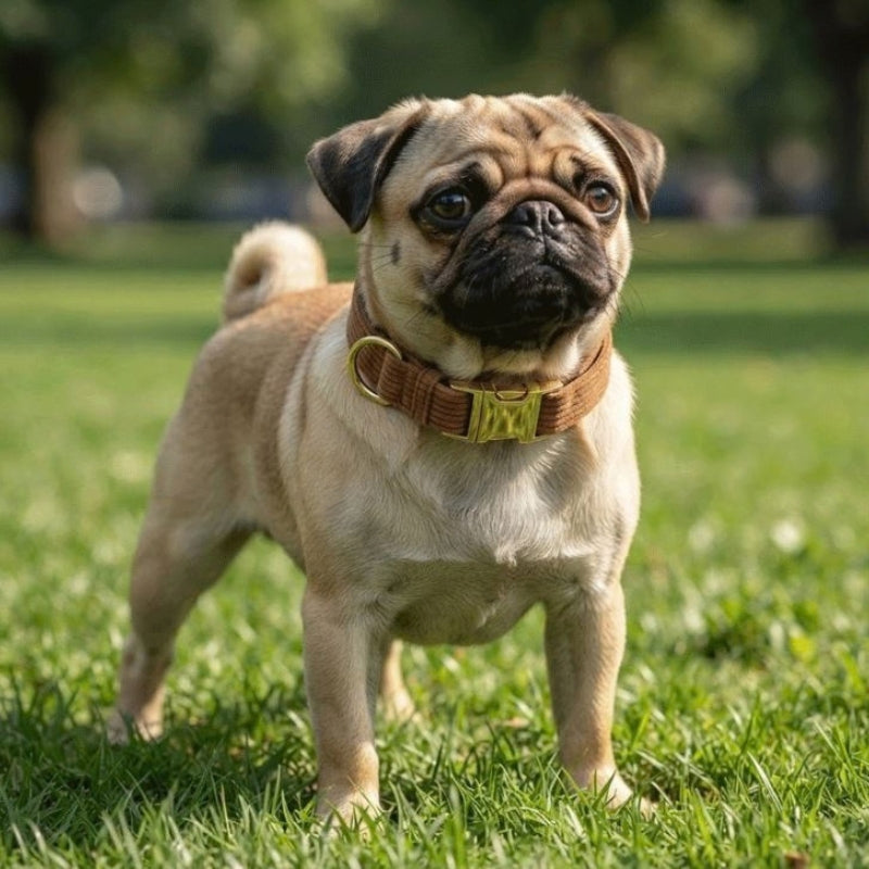 collier chien personnalise marron sortie au parc