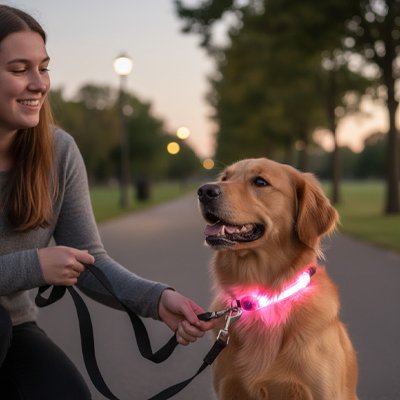 Colliers lumineux pour chiens rose