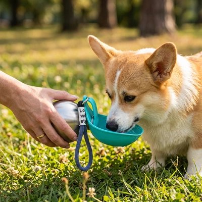 Gourde pour chien bleue