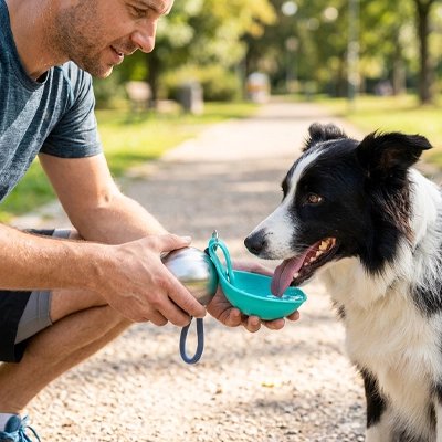 Gourde pour chien en promenade