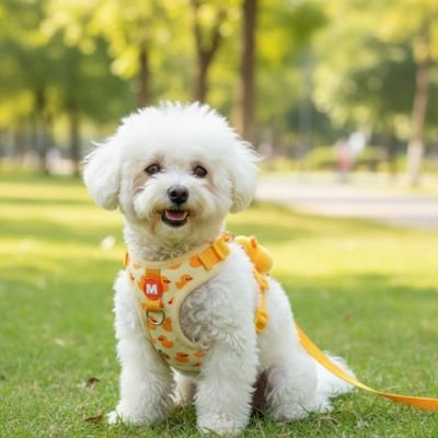 Harnais chiot heureux au parc