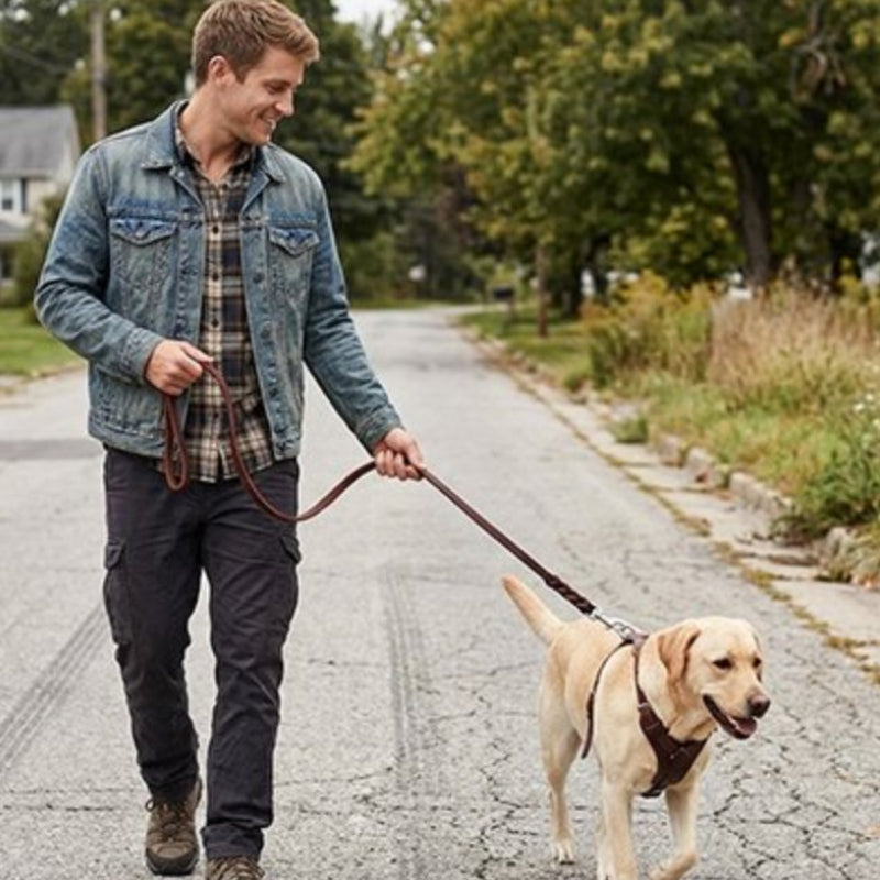 Laisse chien sortie sur route