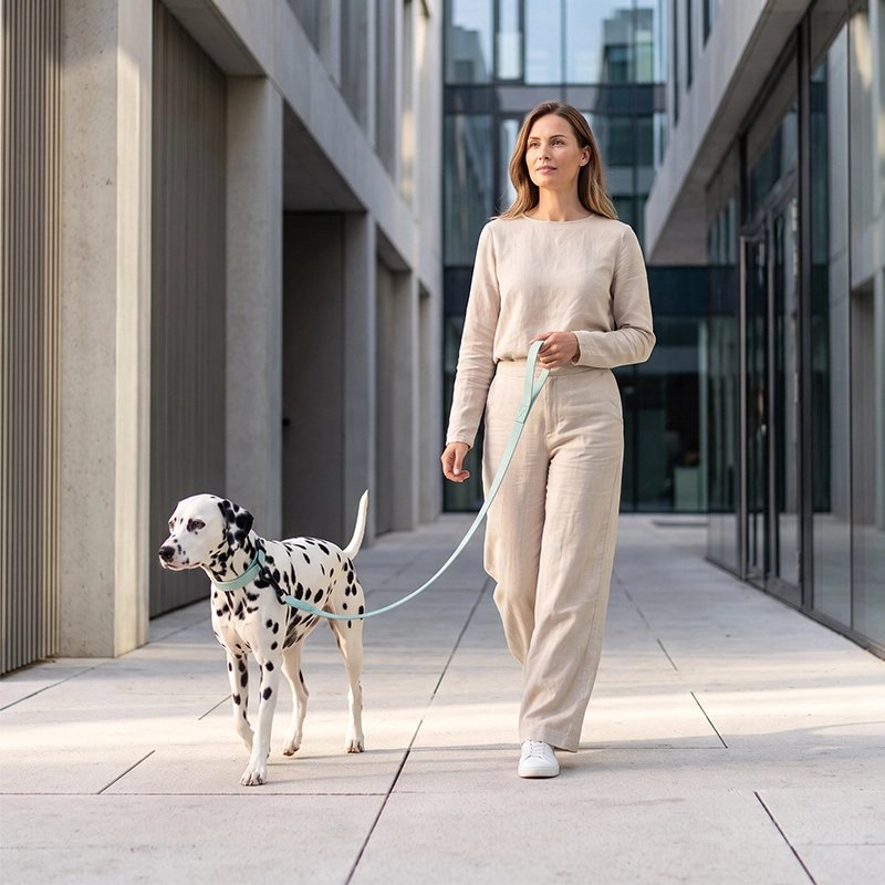 Laisse chien verte urbaine