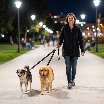 Laisse double pour chien la nuit