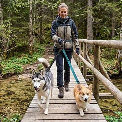 Laisse double pour chien nature