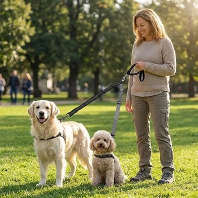Laisse double pour chien parc
