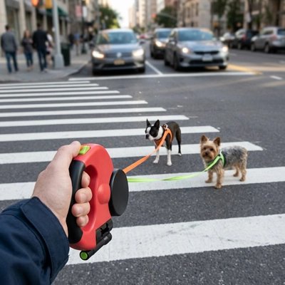Laisse double pour chien rouge