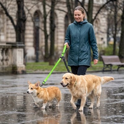Laisse double pour chien vert