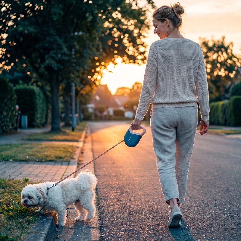 Laisse enrouleur chien soir
