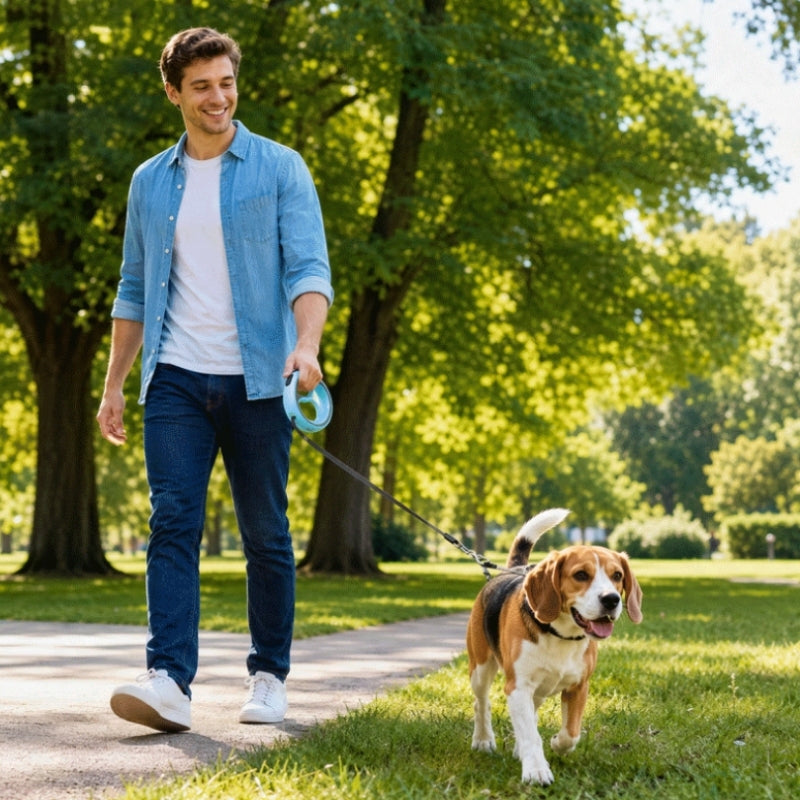 Laisse enrouleur pour chien | AntiEmmêlement™