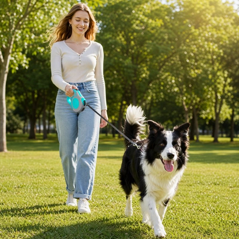Laisse enrouleur pour petit chien heureux