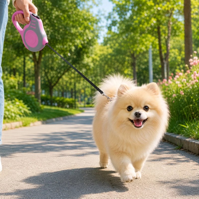 Laisse enrouleur pour petit chien promenade au parc