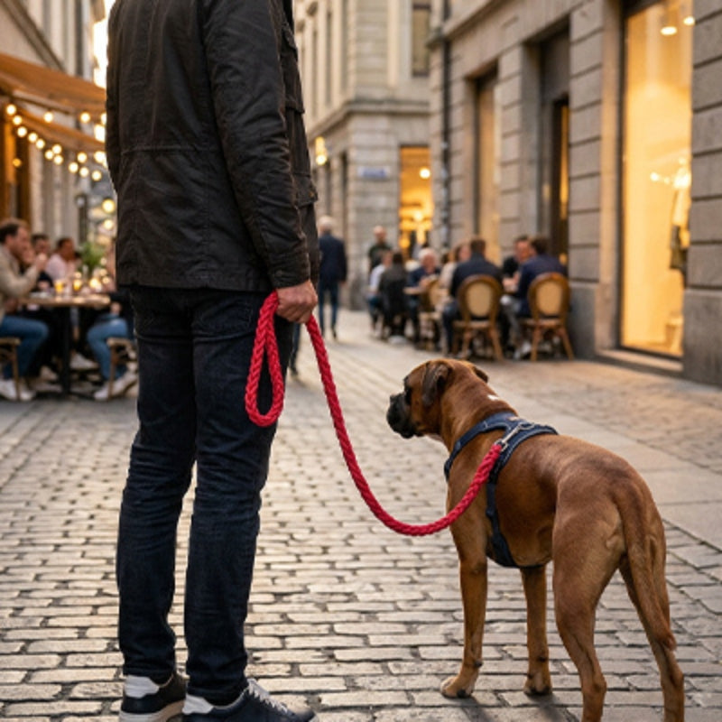 Laisse pour chien balade en ville