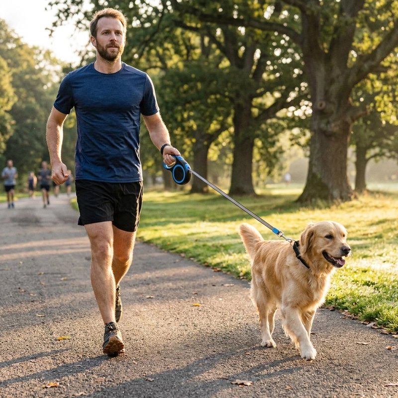 Laisse pour chien enrouleur bleu jogging