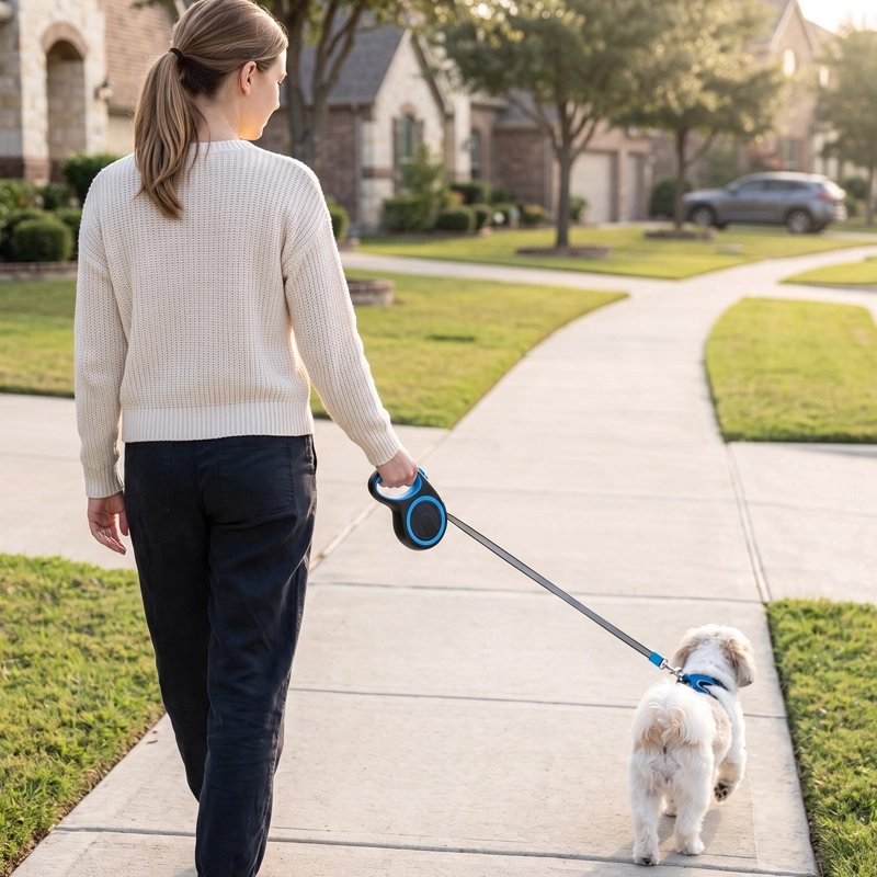 Laisse pour chien enrouleur bleu promenade
