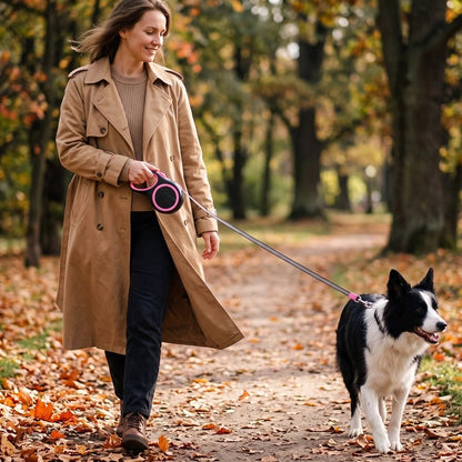 Laisse pour chien enrouleur rose automne