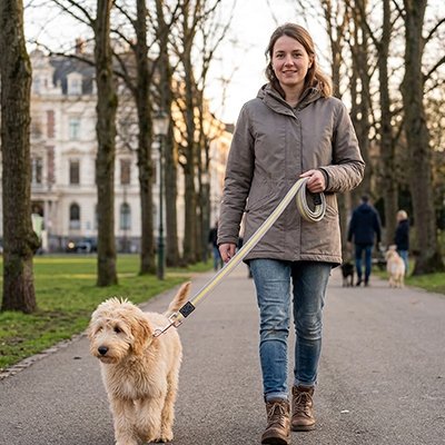Laisse pour chien jaune hiver