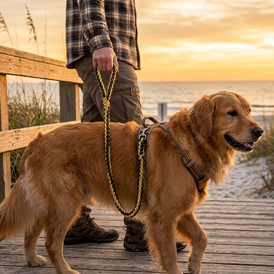 Laisse pour chien mer jaune et noir
