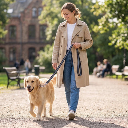 Laisse pour chien noire au parc