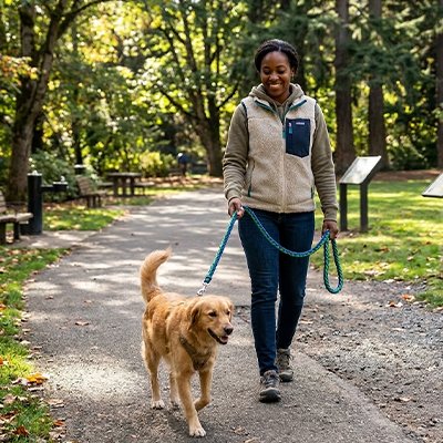 Laisse pour chien parc bleu et vert