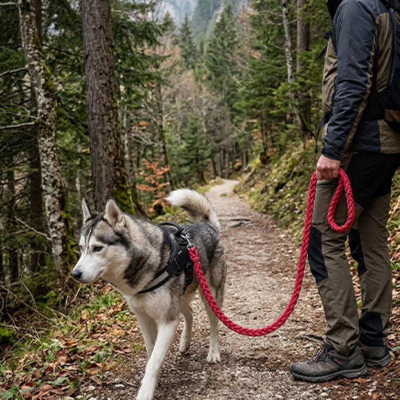 Laisse pour chien randonnée en forêt