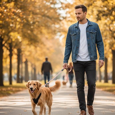 Laisse pour chien rouge automne