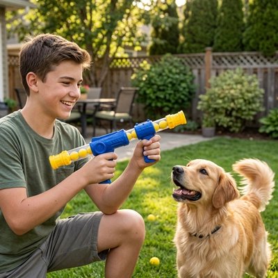 Lanceur de balle pour chien au jardin