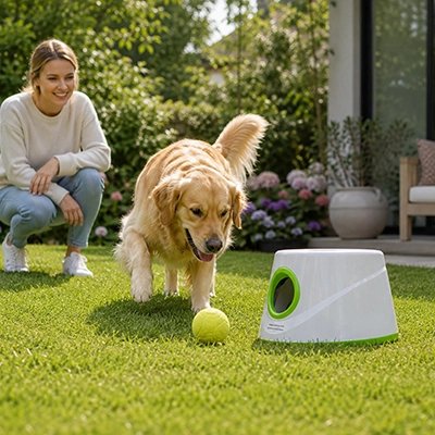 Lanceur de balle pour chien au jardin