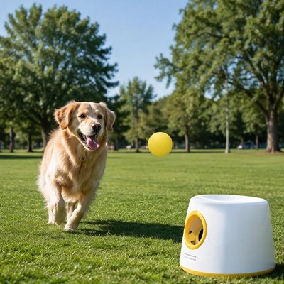 Lanceur de balle pour chien jaune