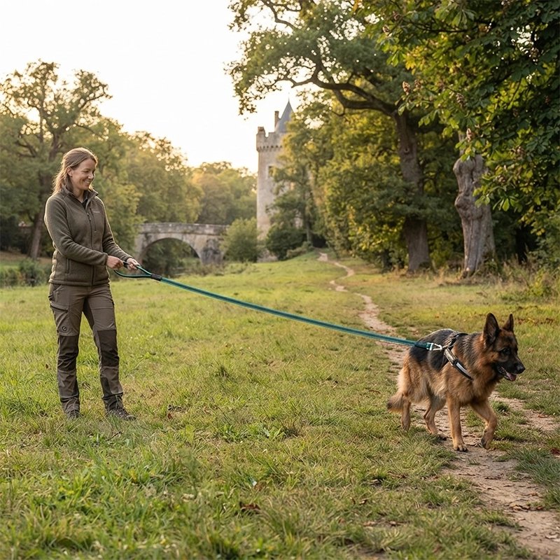 Longe pour chien verte sentier