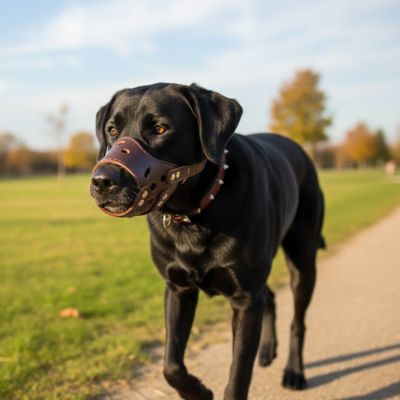 sortie libre avec la muselière pour chien